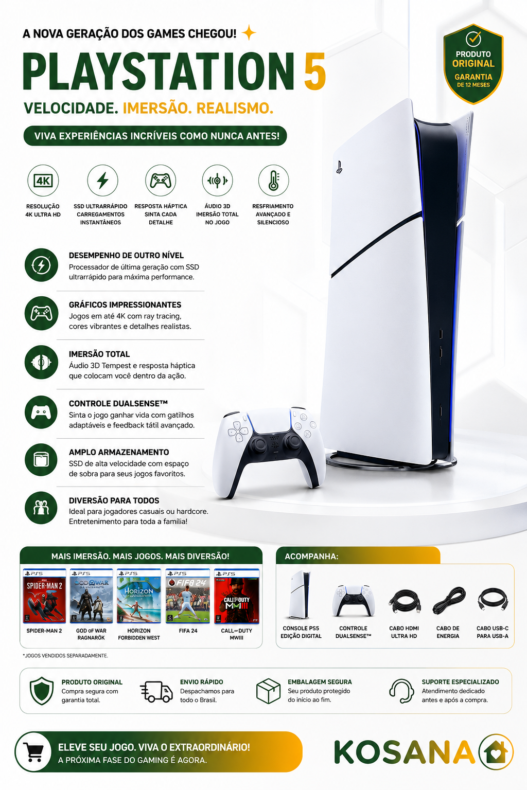PlayStation 5 Digital Edition 825GB 1 Sony White Control