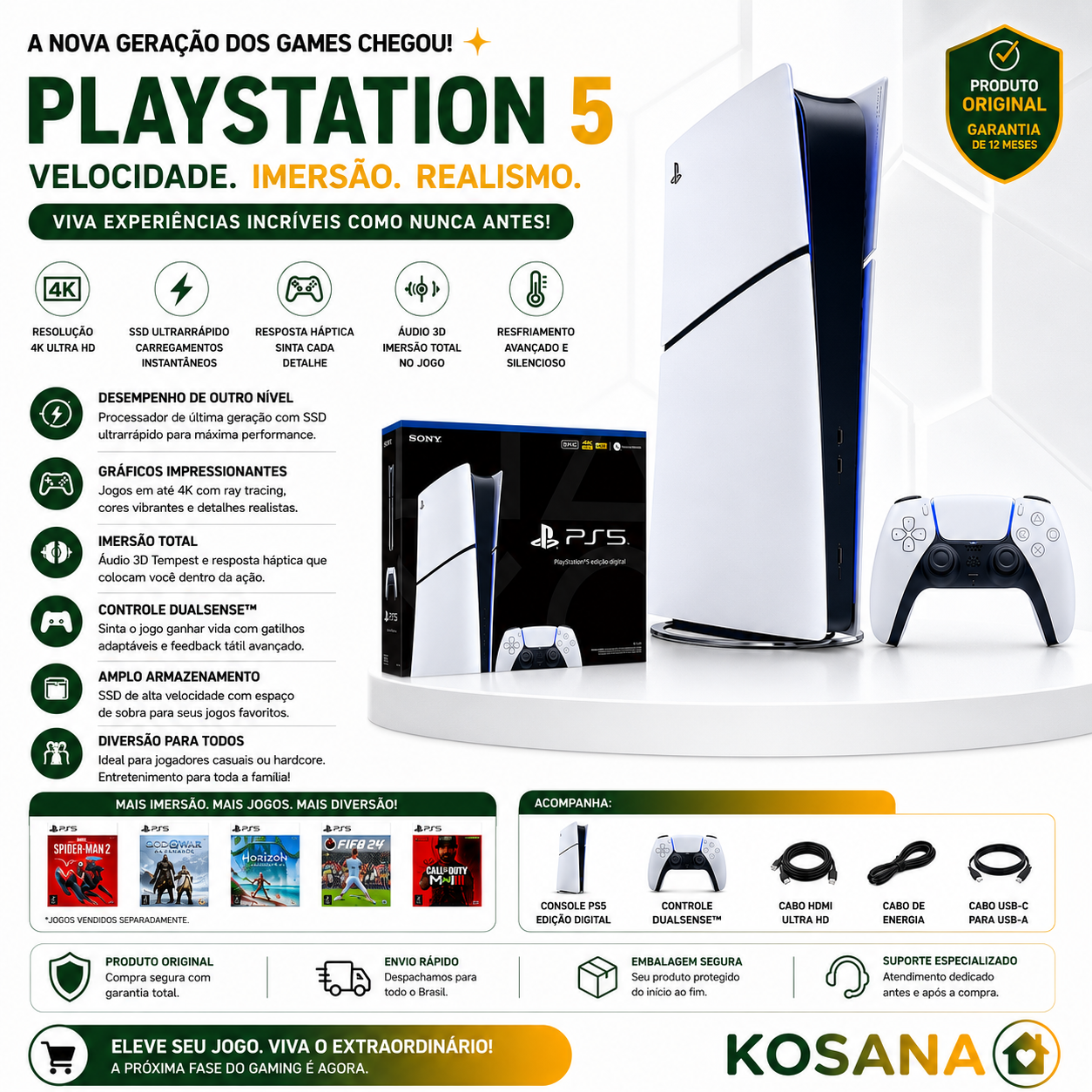PlayStation 5 Digital Edition 825GB 1 Sony White Control