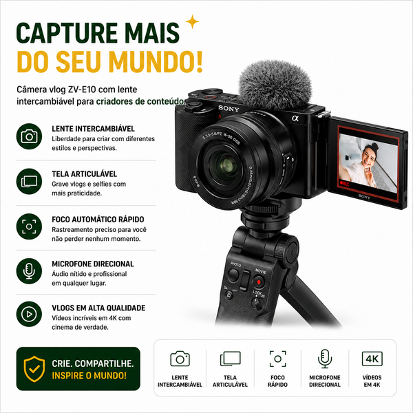 Câmera Digital Compacta Mirrorless APS-C Fotografia Fotógrafo Profissional 24.20MP 4K.