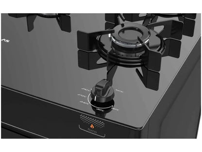 5 Hole Stove Atlas Black Glass Table Monaco Top Glass - Bivolt