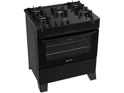 5 Hole Stove Atlas Black Glass Table Monaco Top Glass - Bivolt