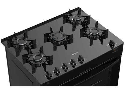 5 Hole Stove Atlas Black Glass Table Monaco Top Glass - Bivolt