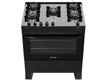 5 Hole Stove Atlas Black Glass Table Monaco Top Glass - Bivolt